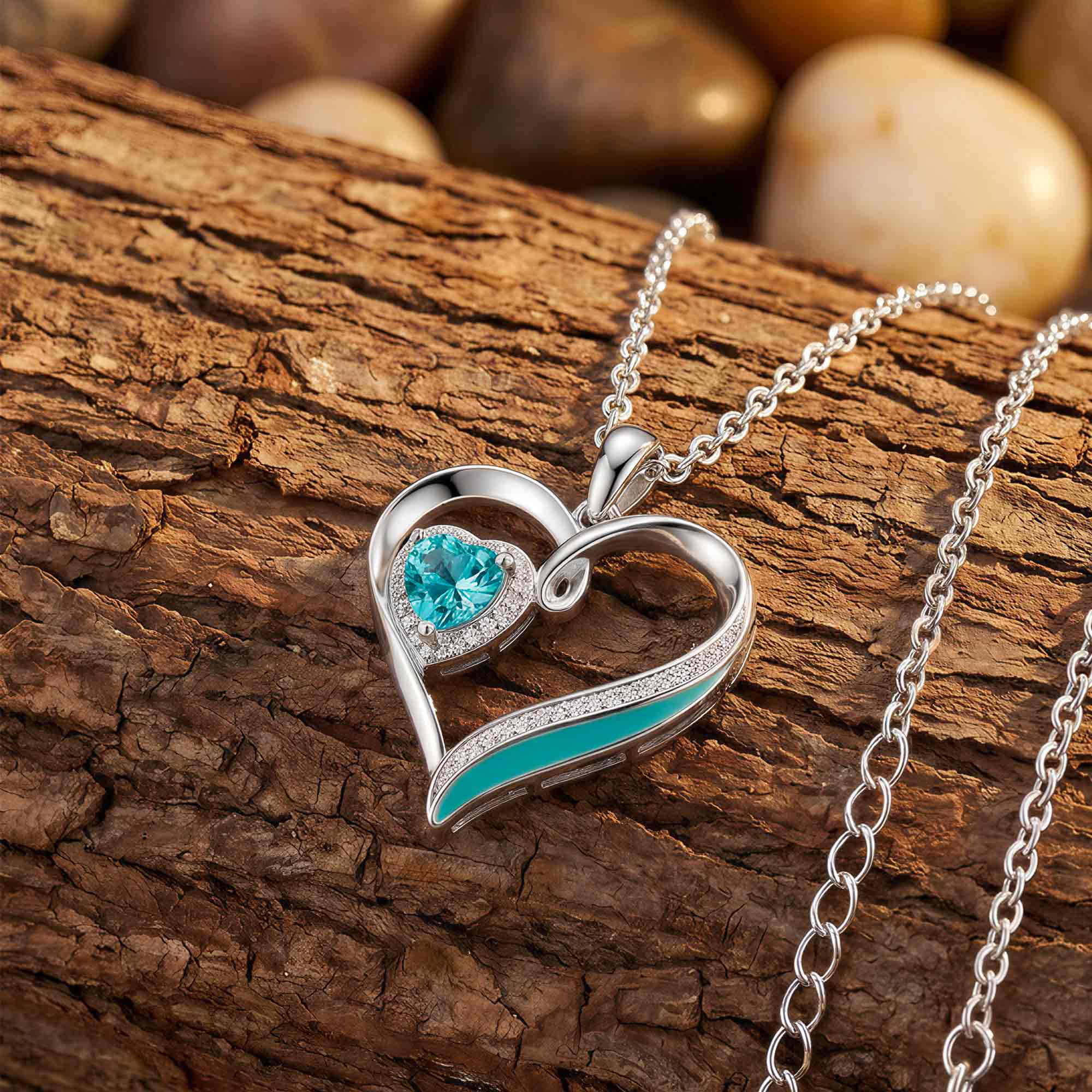 Passion Heart Necklace - Aquamarine 3