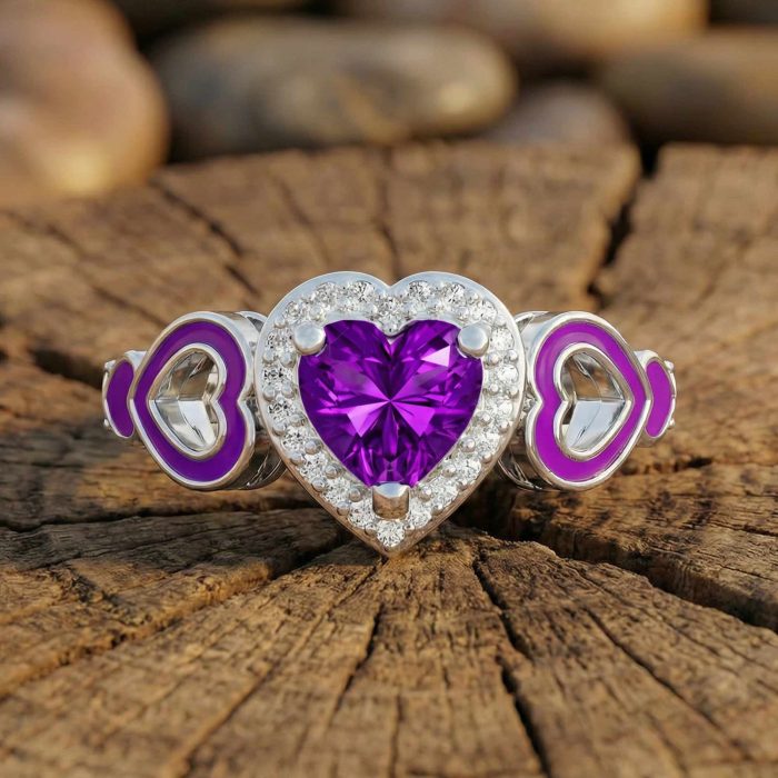 Passion Heart Ring - Amethyst 1