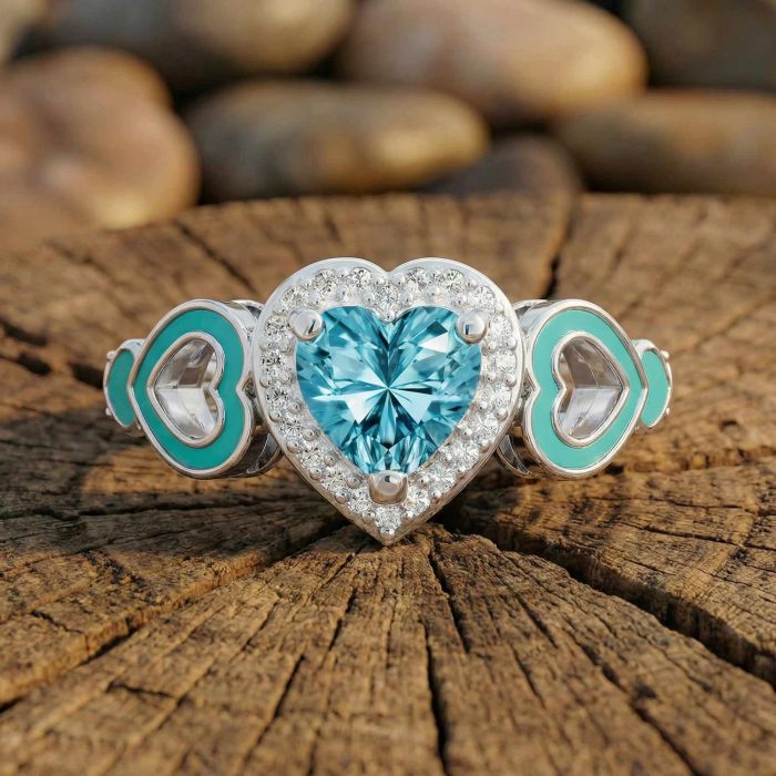 Passion Heart Ring - Aquamarine 1