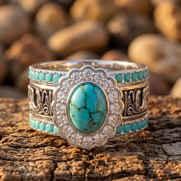 Prairie Bloom Stacking Ring - Turquoise 1