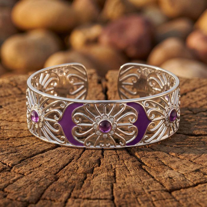 Prairie Flower Cuff Bracelet - Amethyst 1
