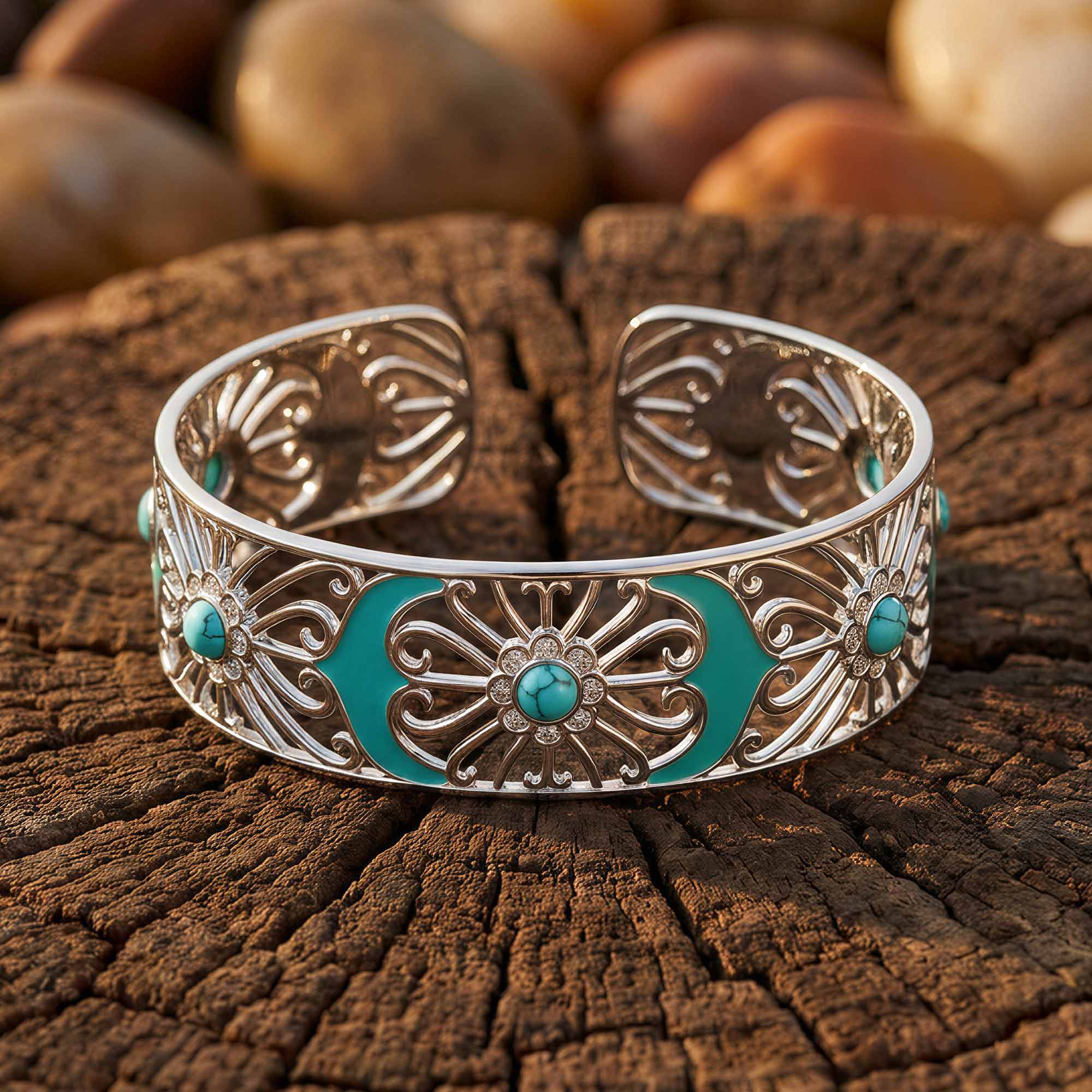 Prairie Flower Cuff Bracelet - Turquoise 1