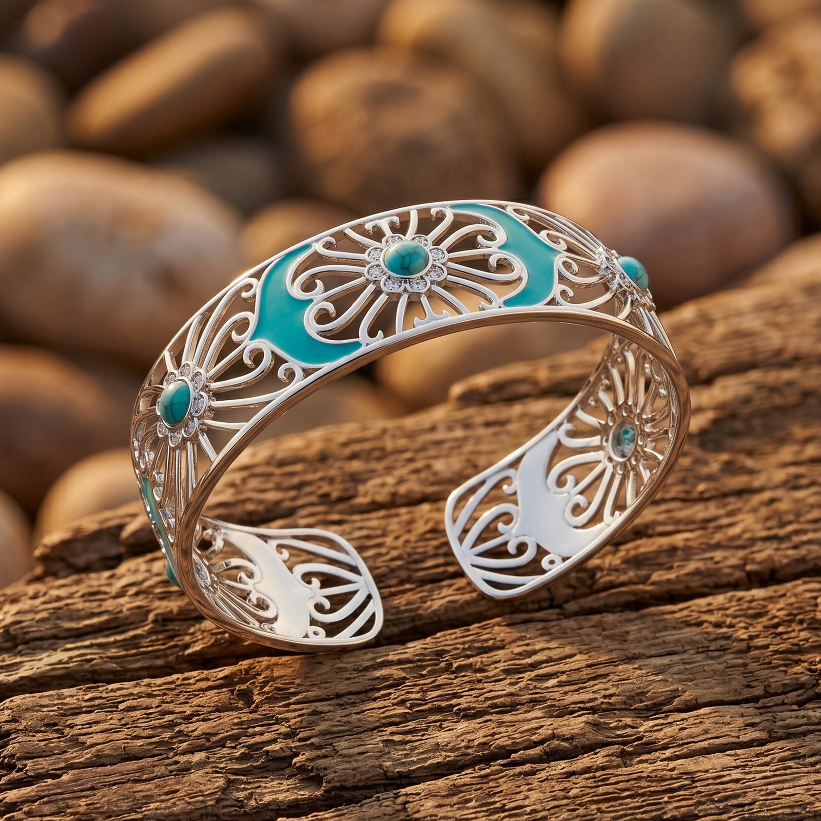 Prairie Flower Cuff Bracelet - Turquoise 3