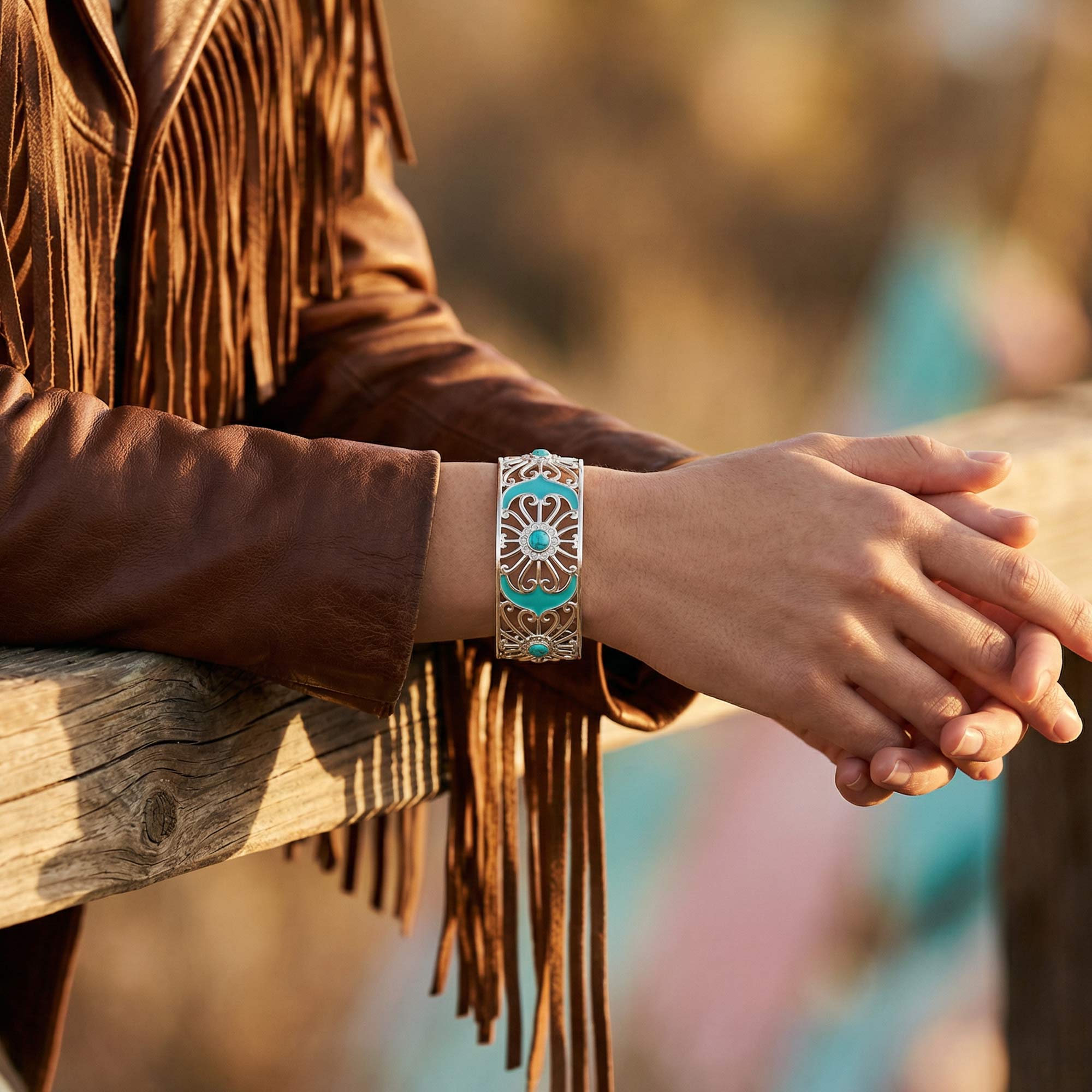 Prairie Flower Cuff Bracelet - Turquoise 2