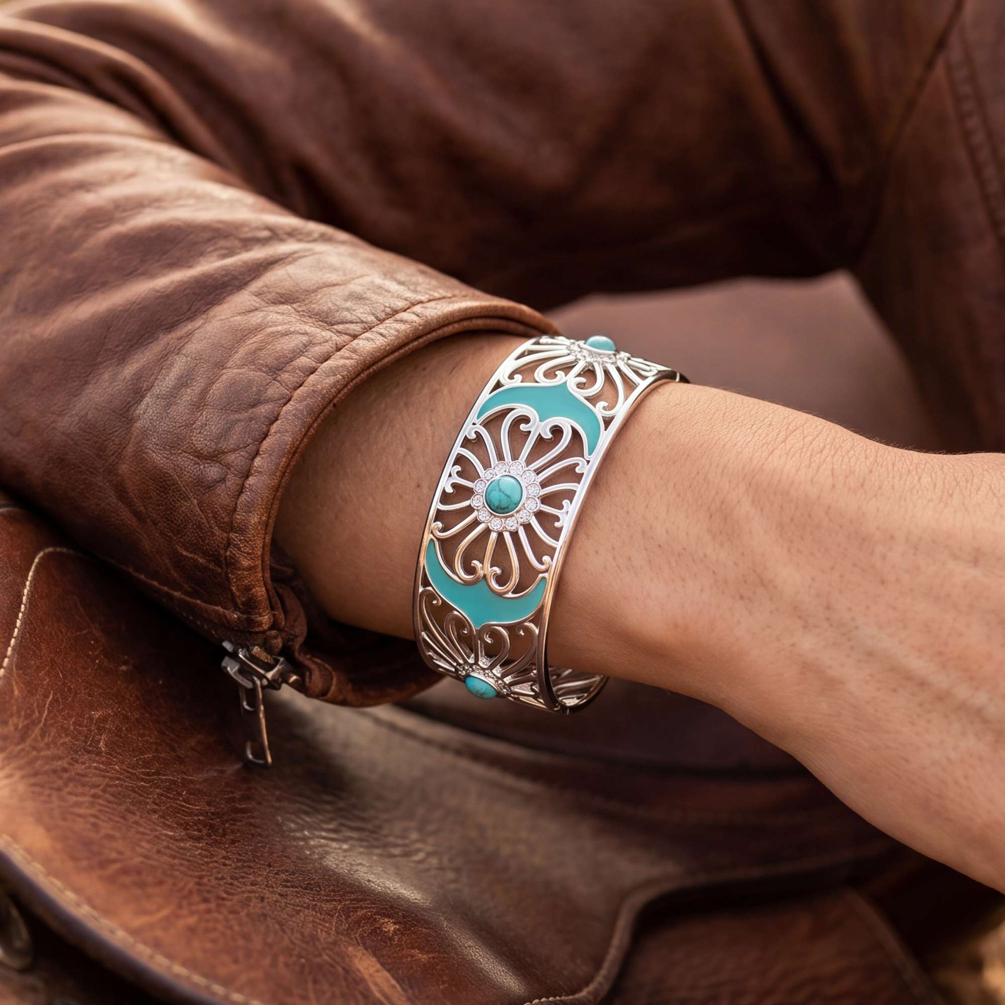 Prairie Flower Cuff Bracelet - Turquoise 4