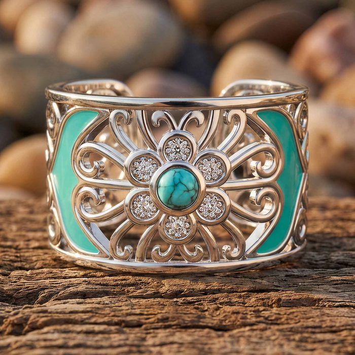 Prairie Flower Cuff Ring - Turquoise 1