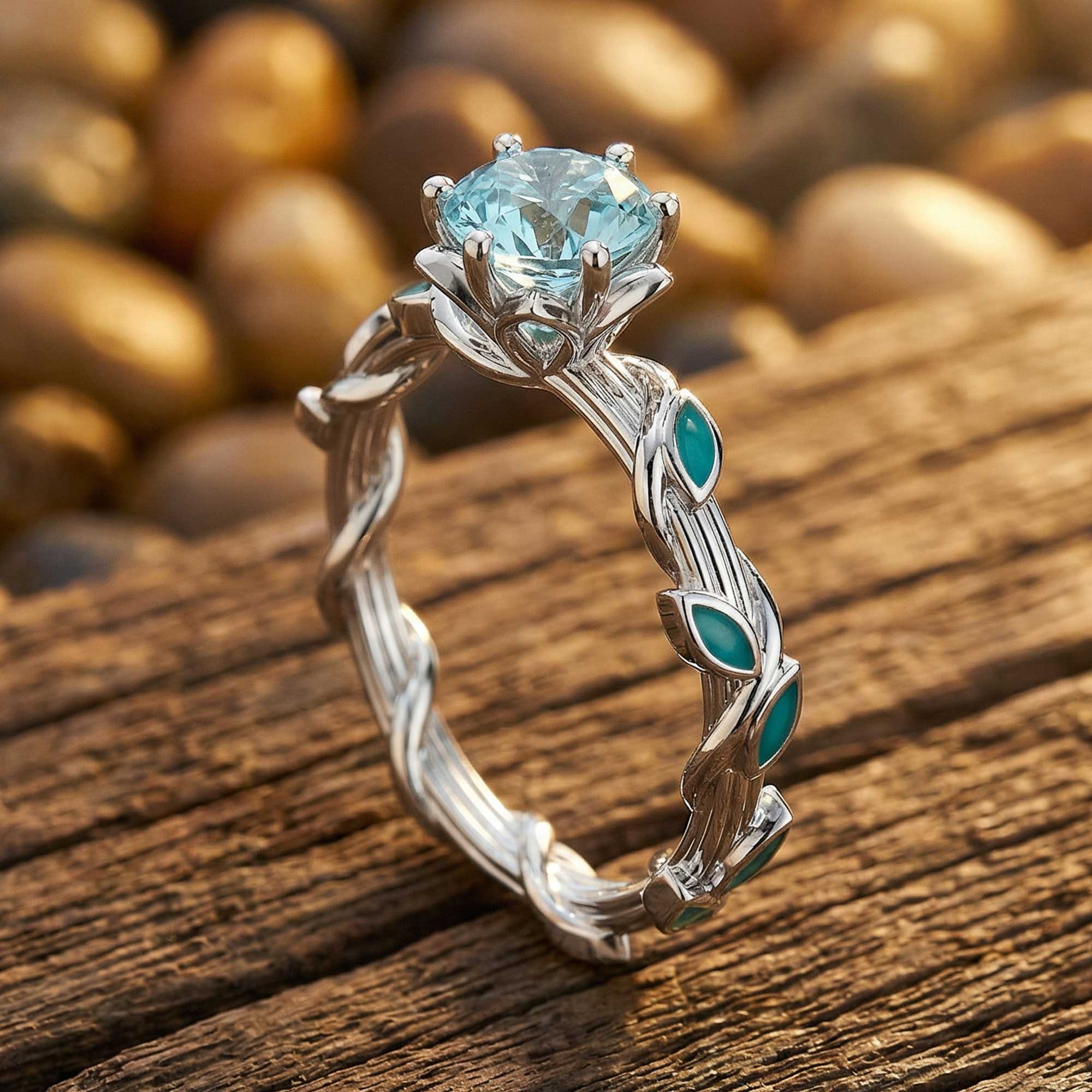 Promise Rose Ring - Aquamarine 2