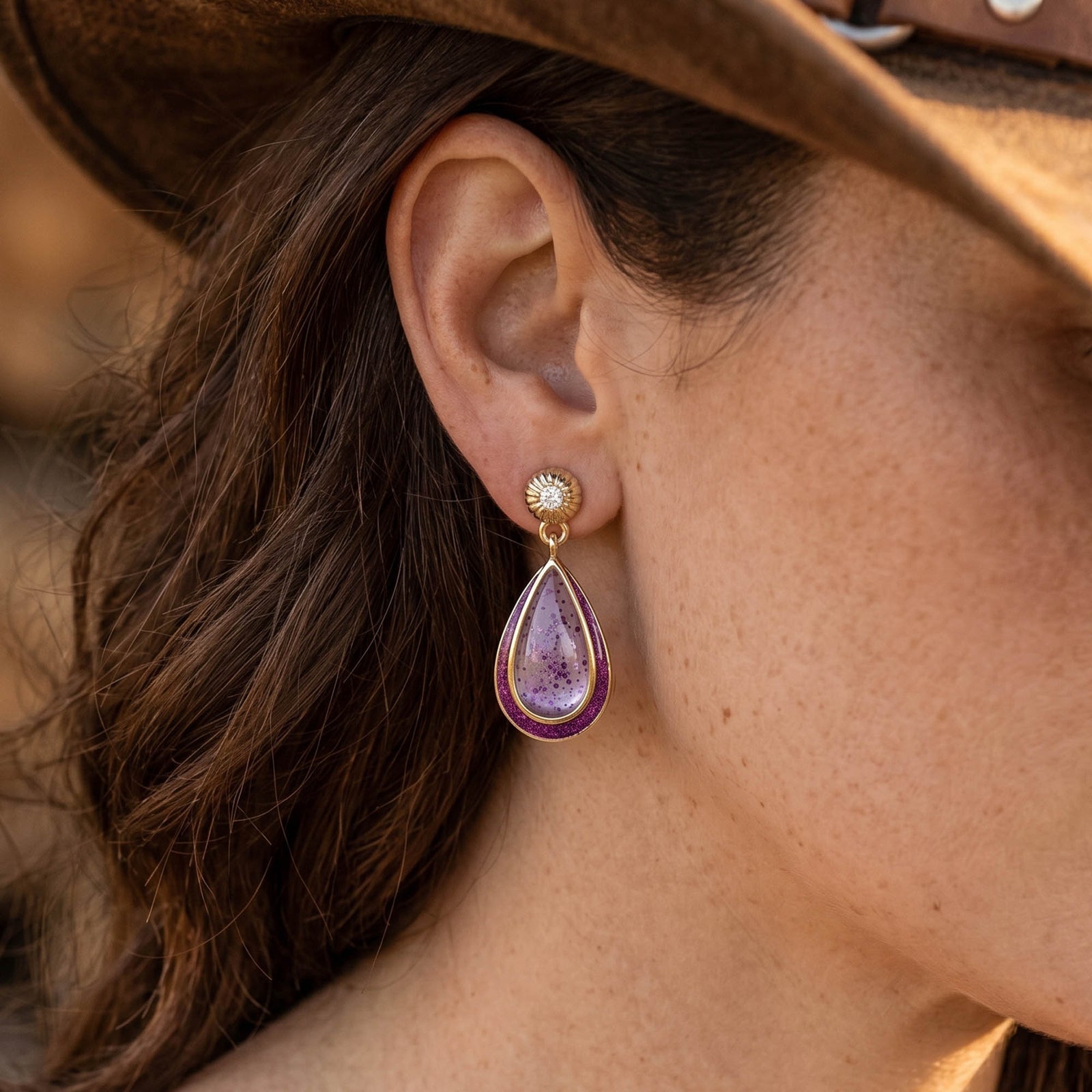 Ripple Teardrop Earrings - Amethyst 4