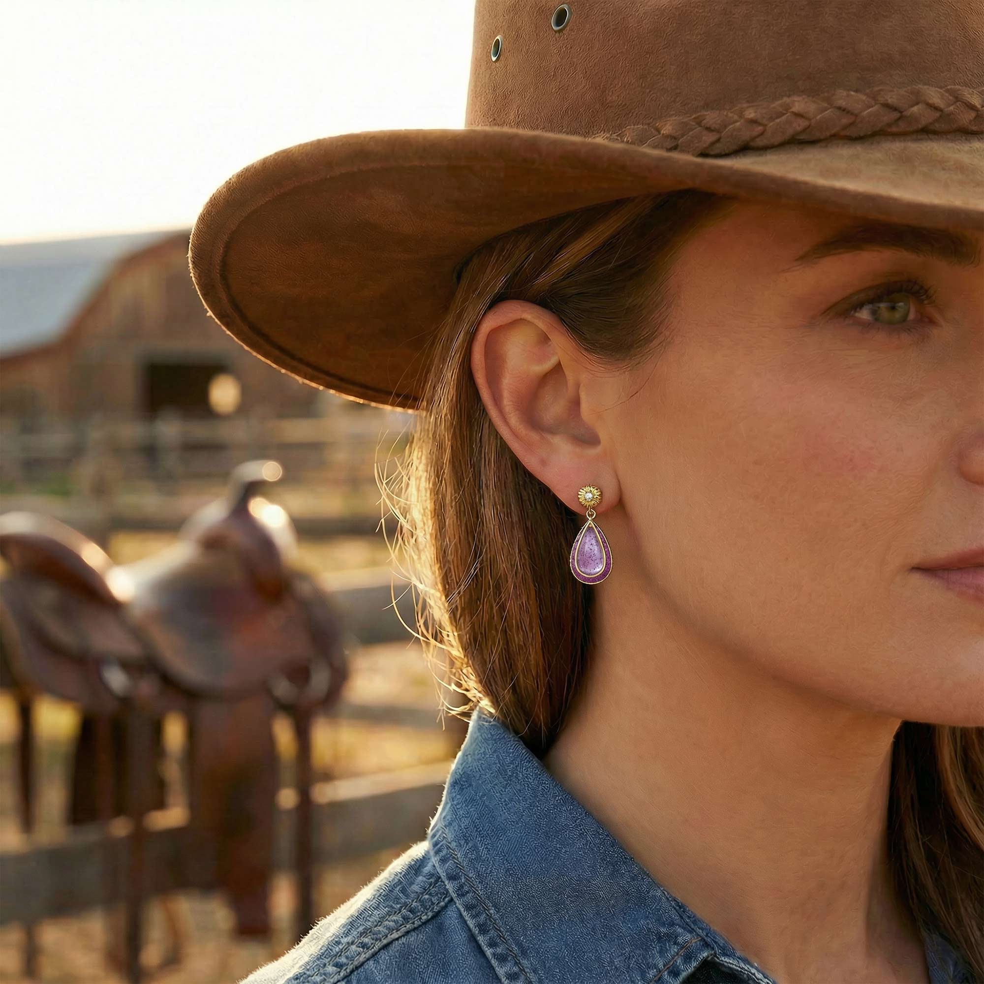 Ripple Teardrop Earrings - Amethyst 2