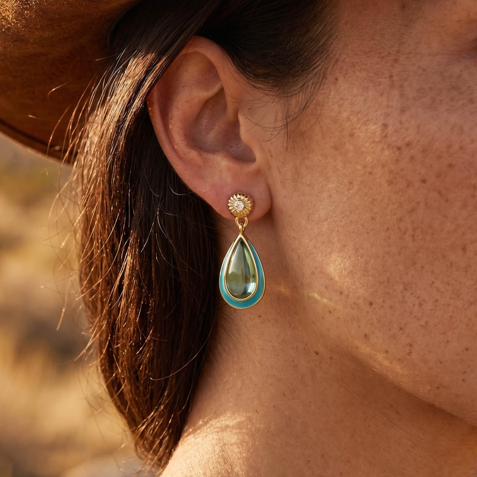 Ripple Teardrop Earrings - Aquamarine 4