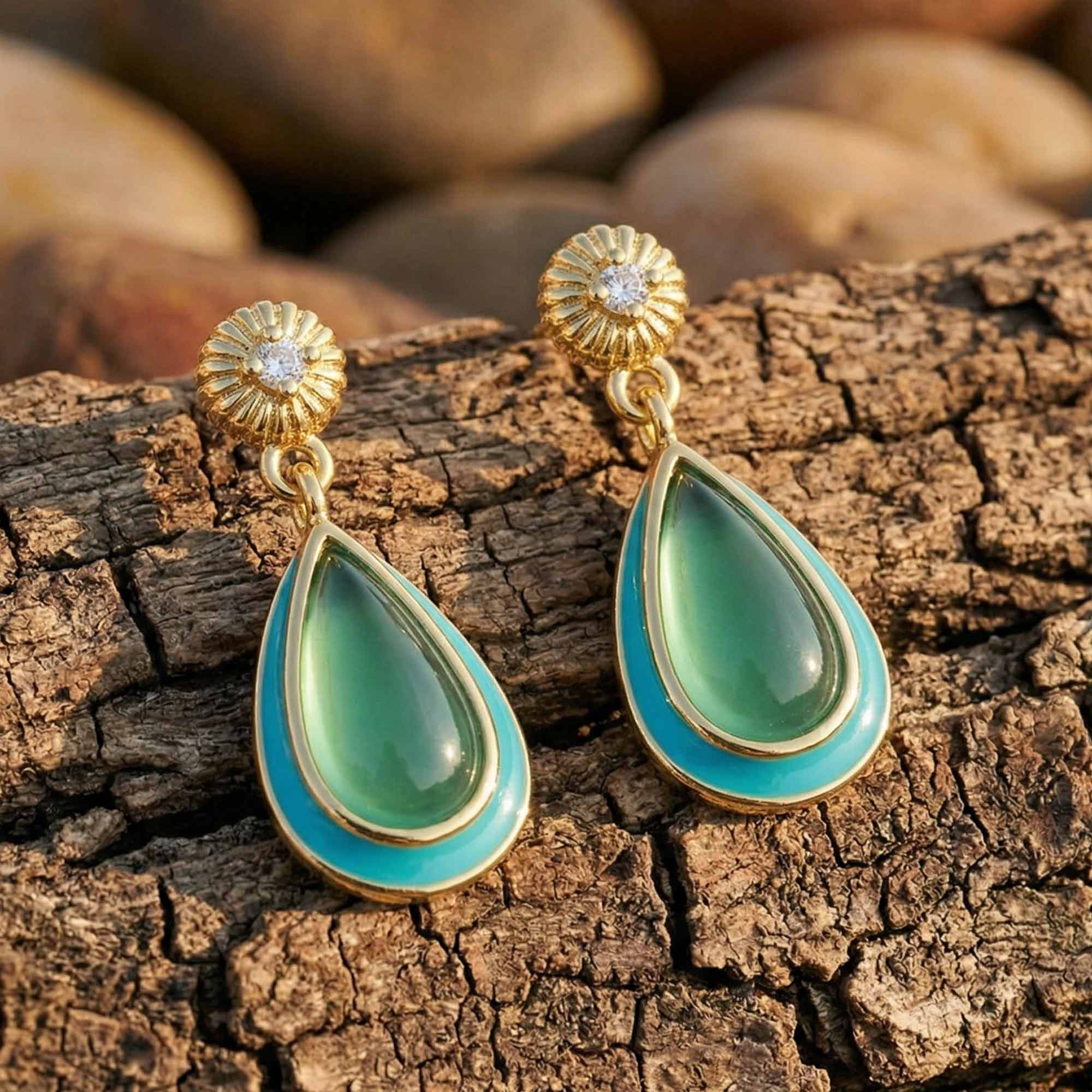 Ripple Teardrop Earrings - Aquamarine 3