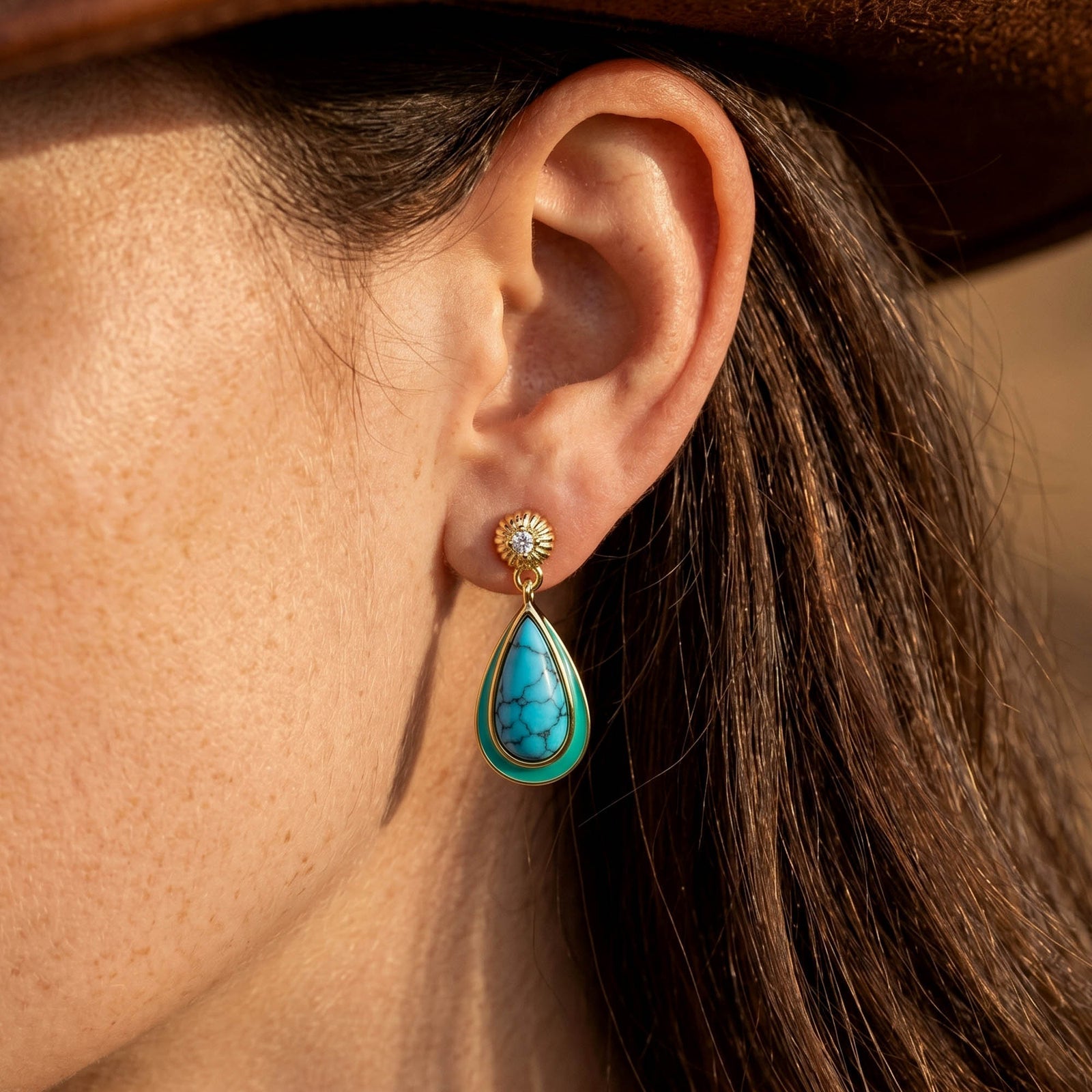 Ripple Teardrop Earrings - Turquoise 4