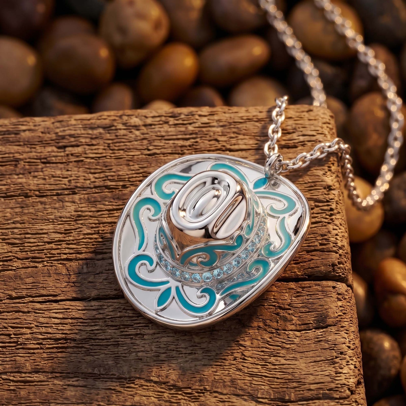 Rodeo Hat Necklace - Aquamarine 3