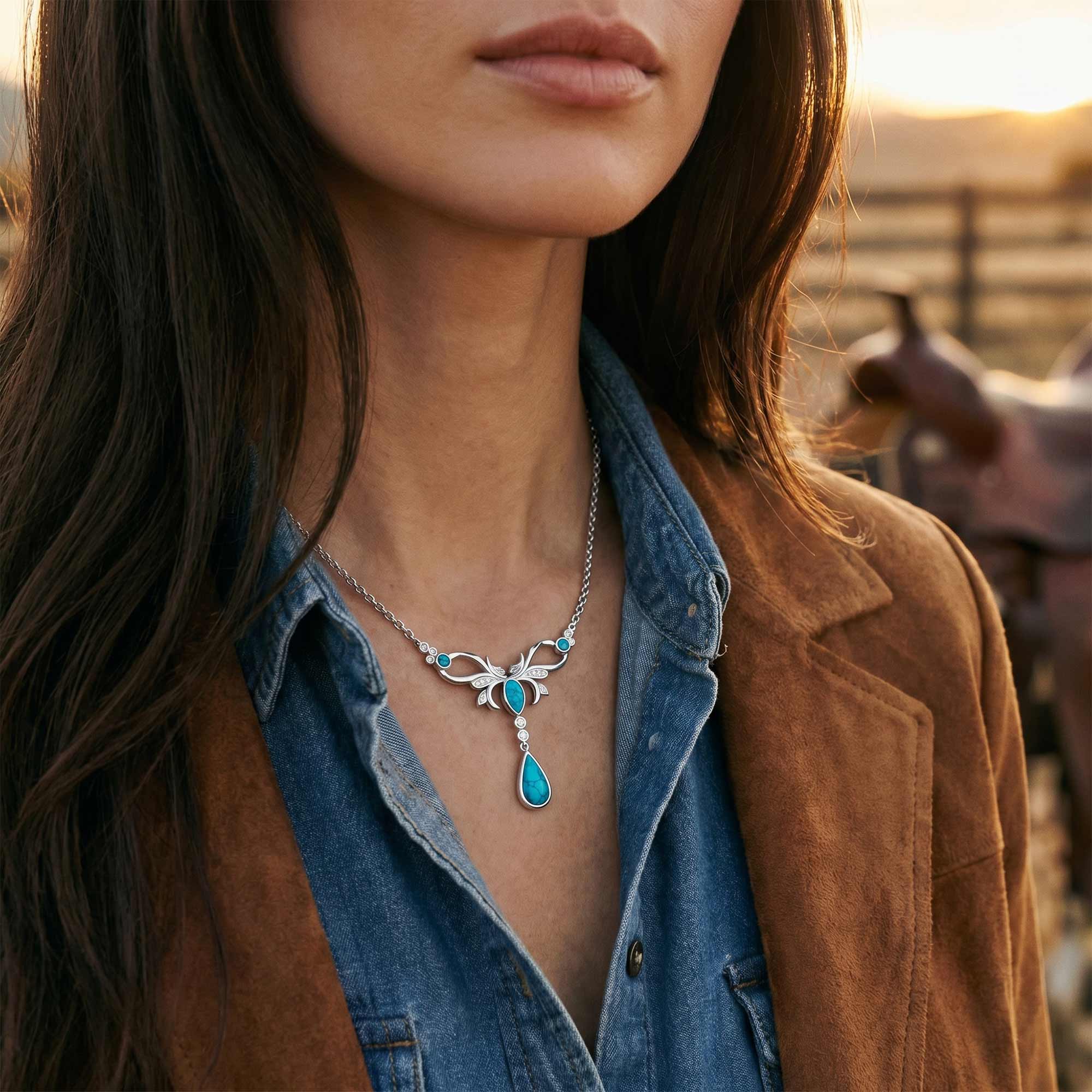 Sacred Antler Necklace - Turquoise 2