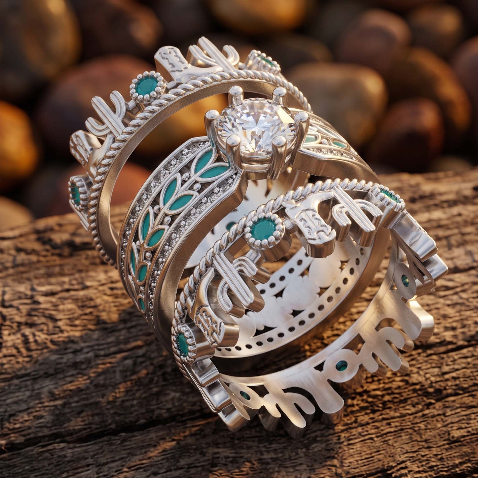 Saguaro Trail Ring Set - Moissanite 3