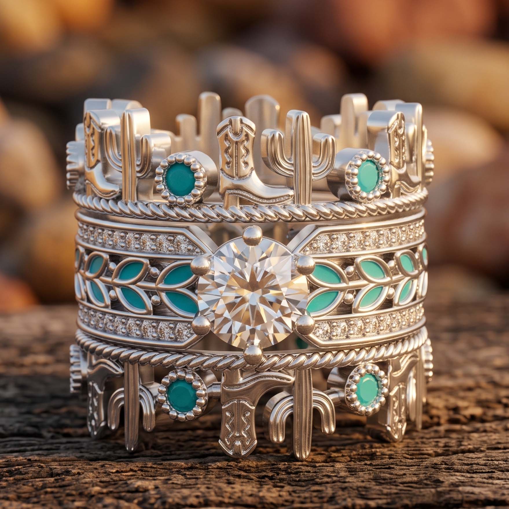 Saguaro Trail Ring Set - Moissanite 1