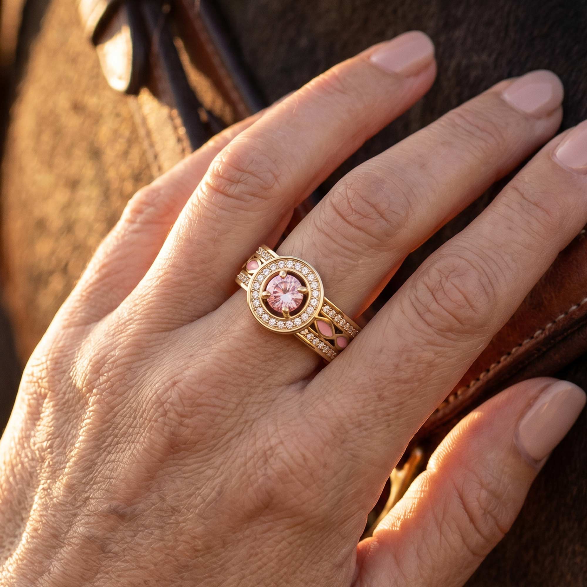 Shining Rodeo Ring - Rose Quartz & Pink 4