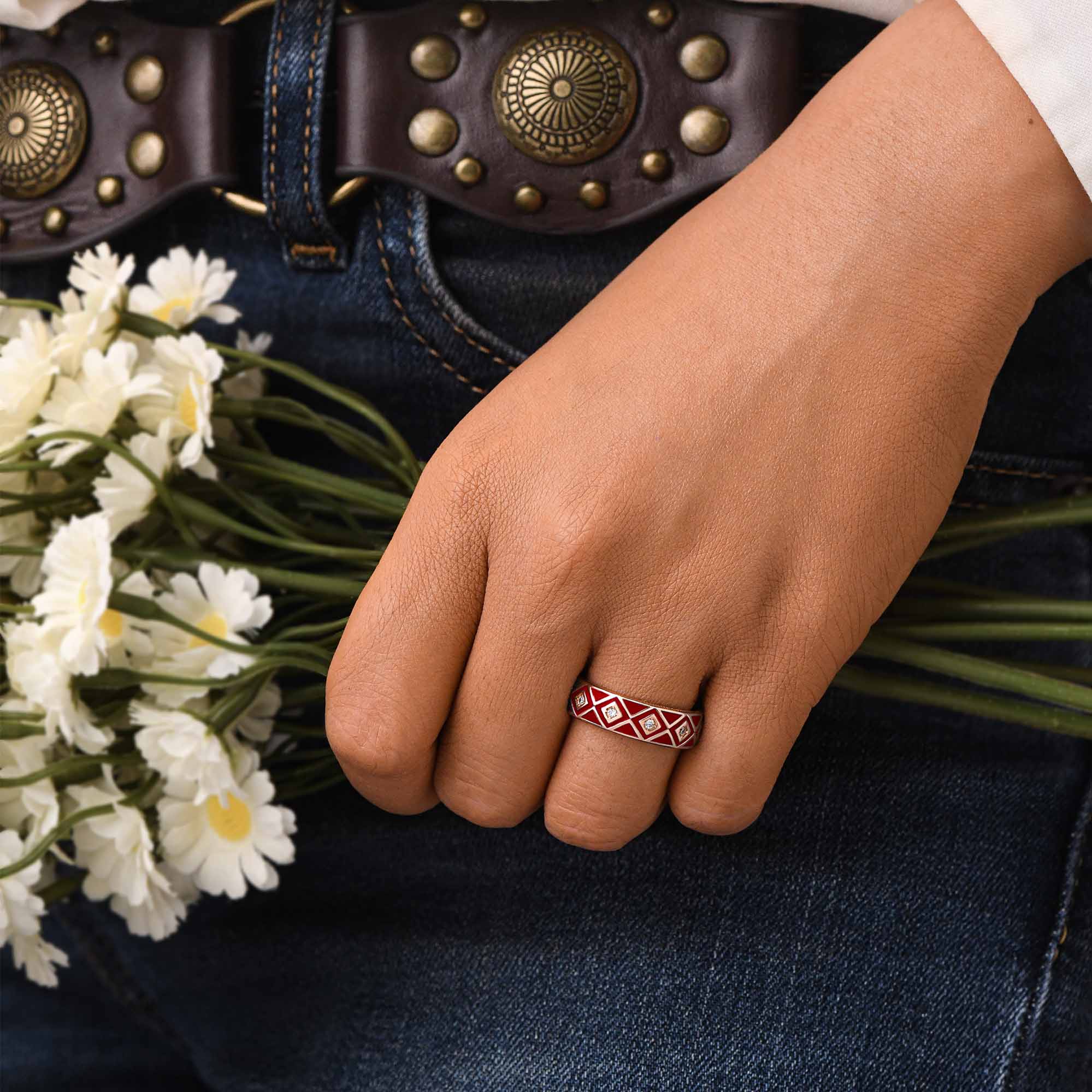 Sierra Geometric Ring - Red 4