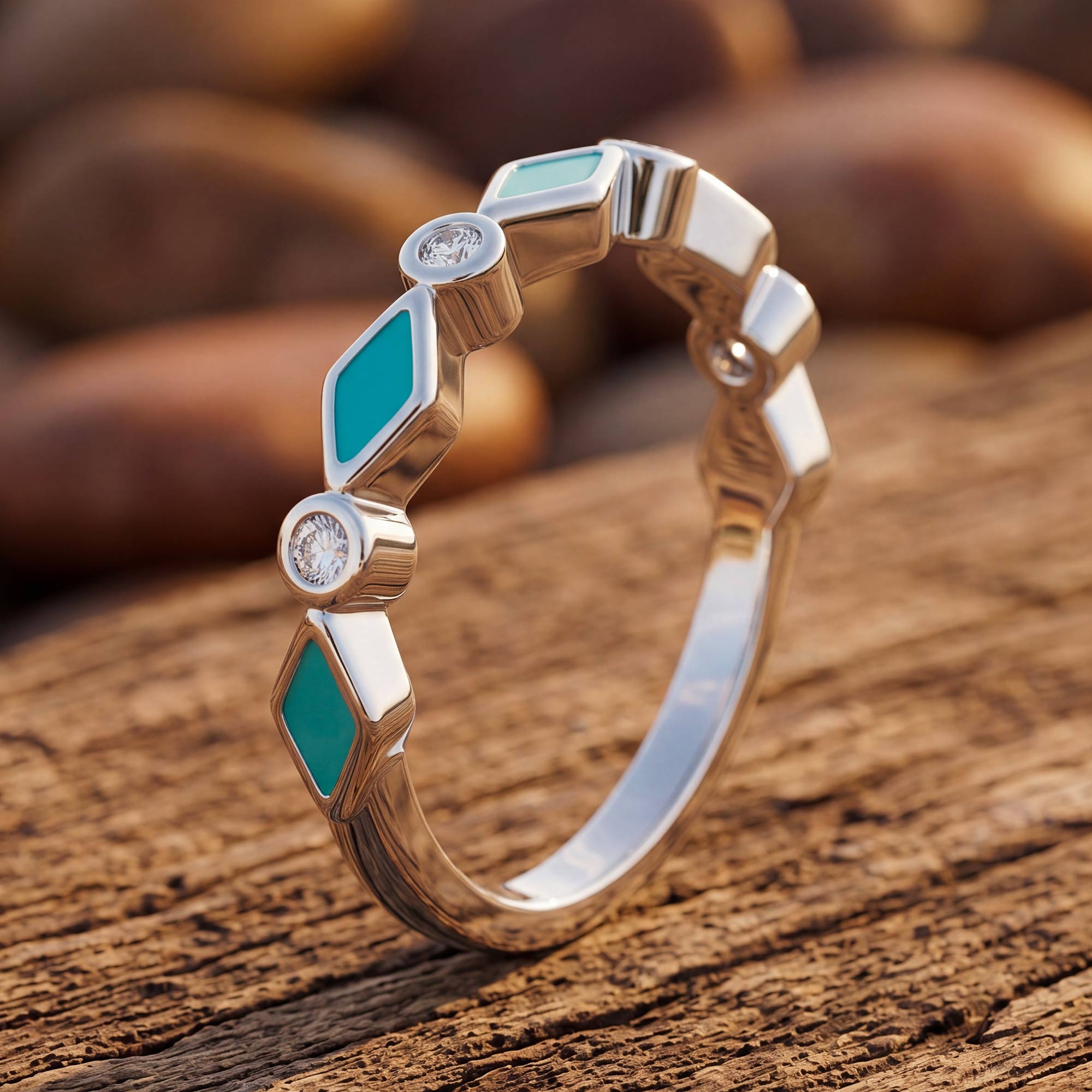Silent Geometry Ring - Turquoise 3