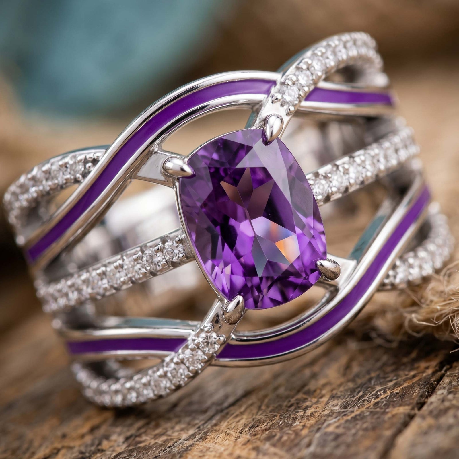 Silver Rapids Ring - Amethyst 3