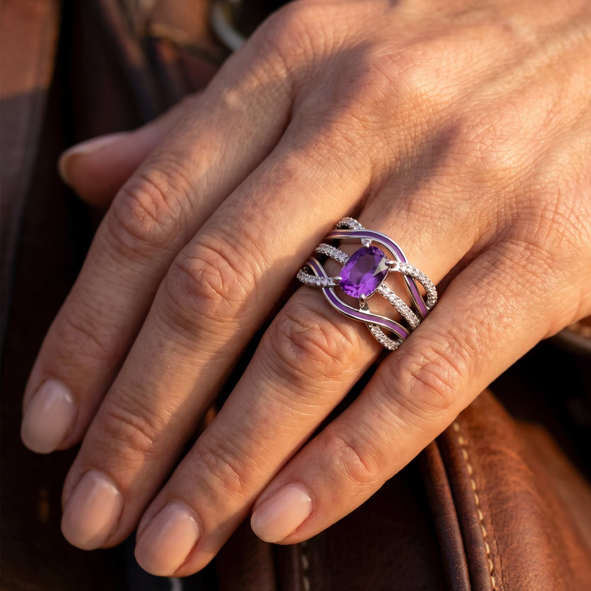 Silver Rapids Ring - Amethyst 4