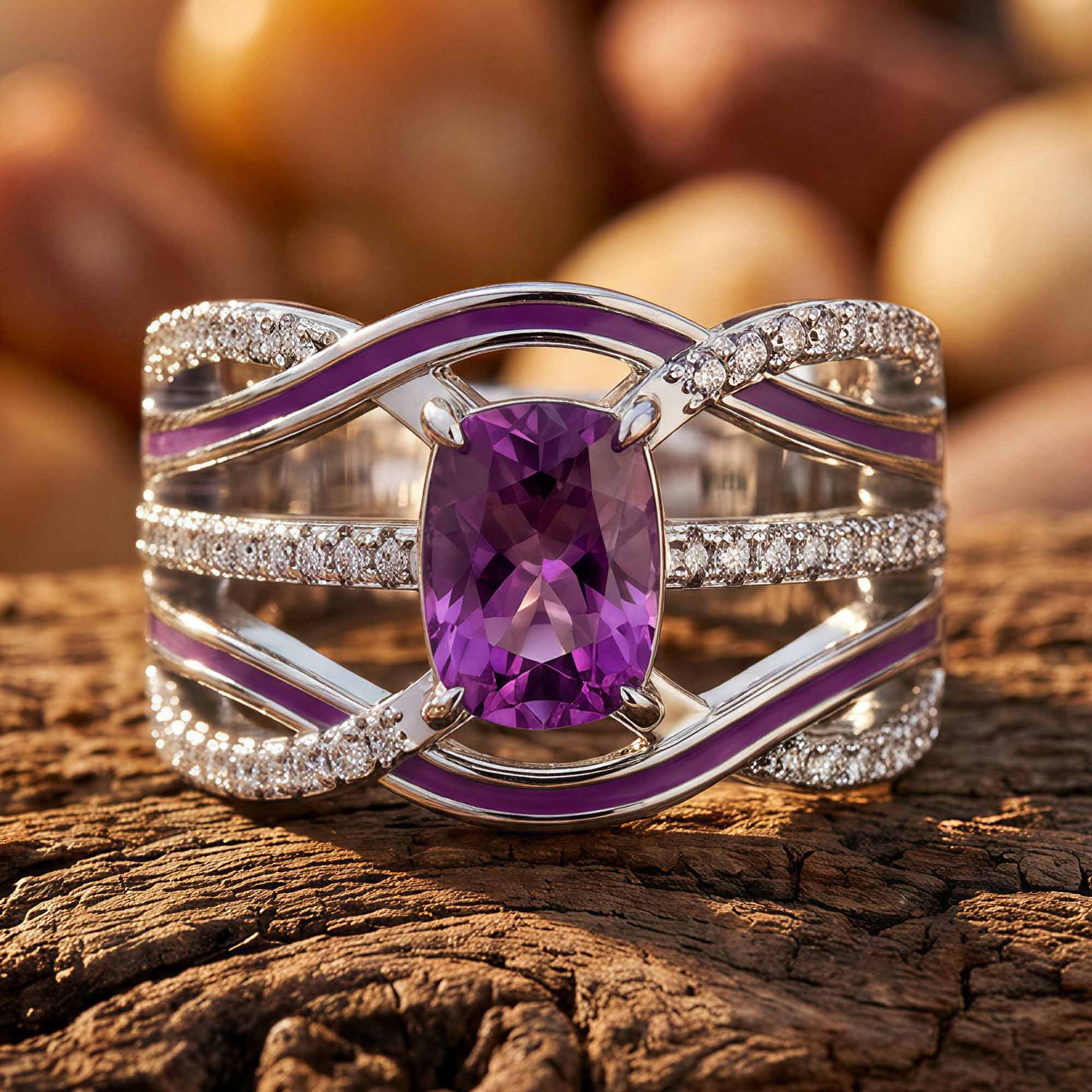 Silver Rapids Ring - Amethyst 1