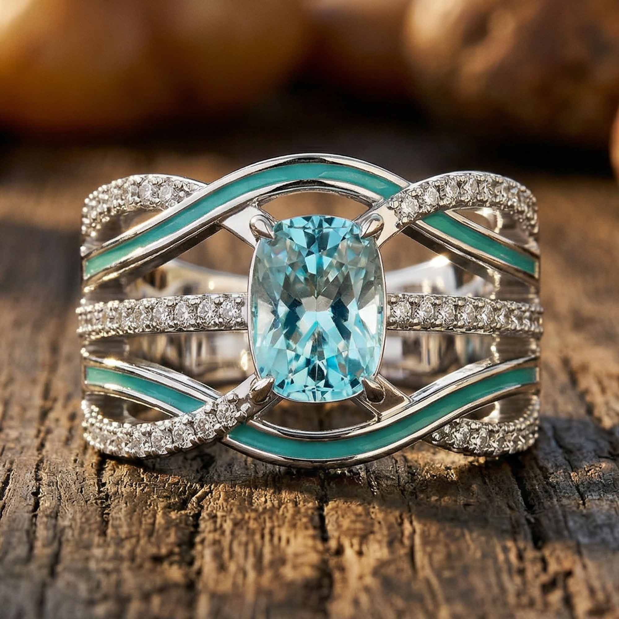 Silver Rapids Ring - Aquamarine 1