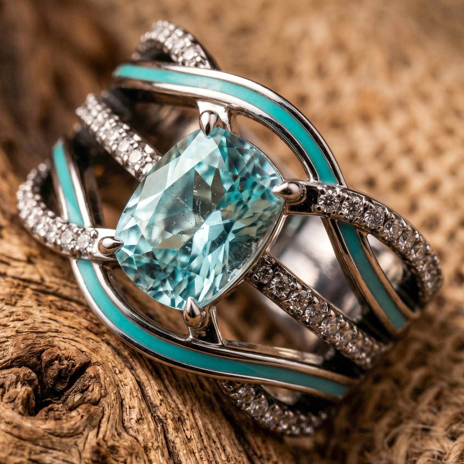 Silver Rapids Ring - Aquamarine 3