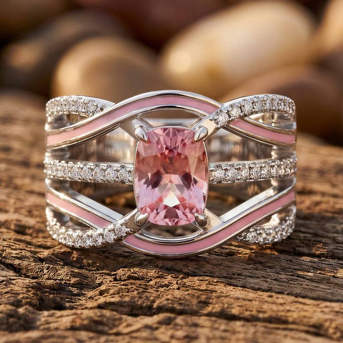 Silver Rapids Ring - Rose Quartz 1