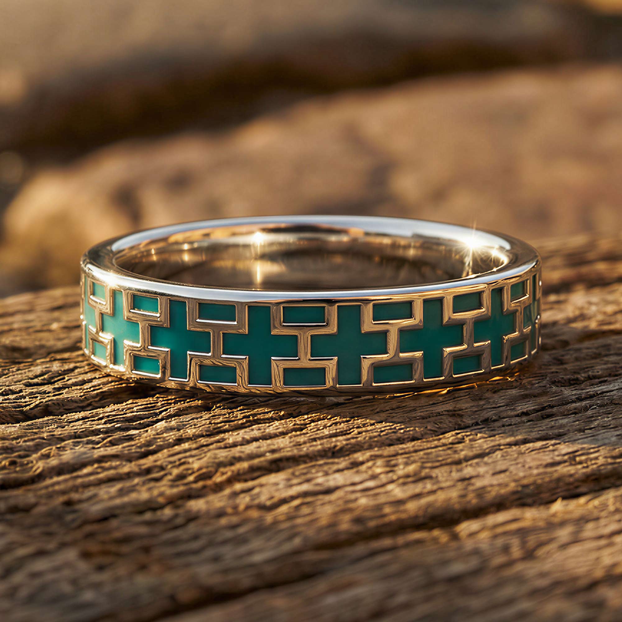 Stacked Edge Ring - Turquoise 1
