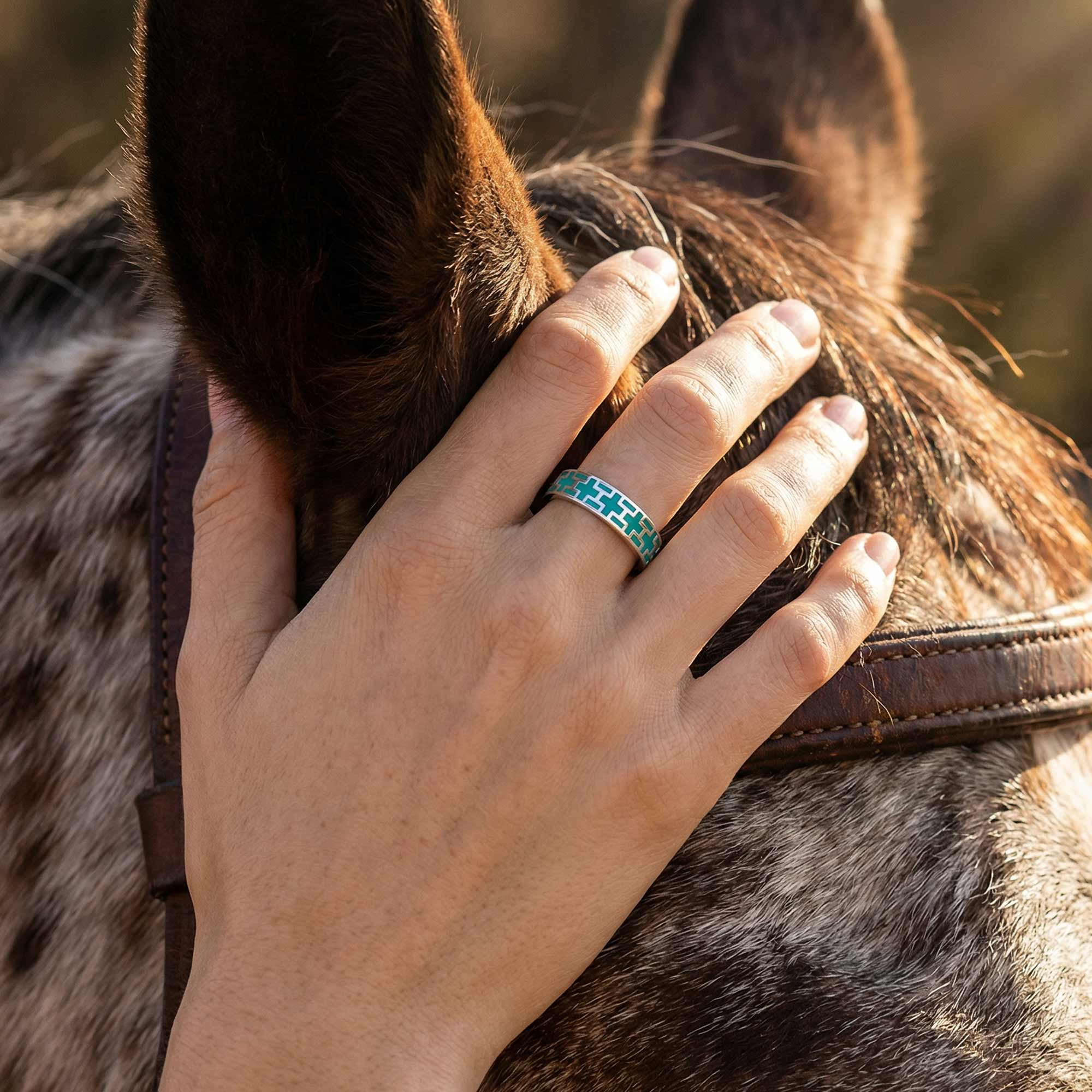 Stacked Edge Ring - Turquoise 2
