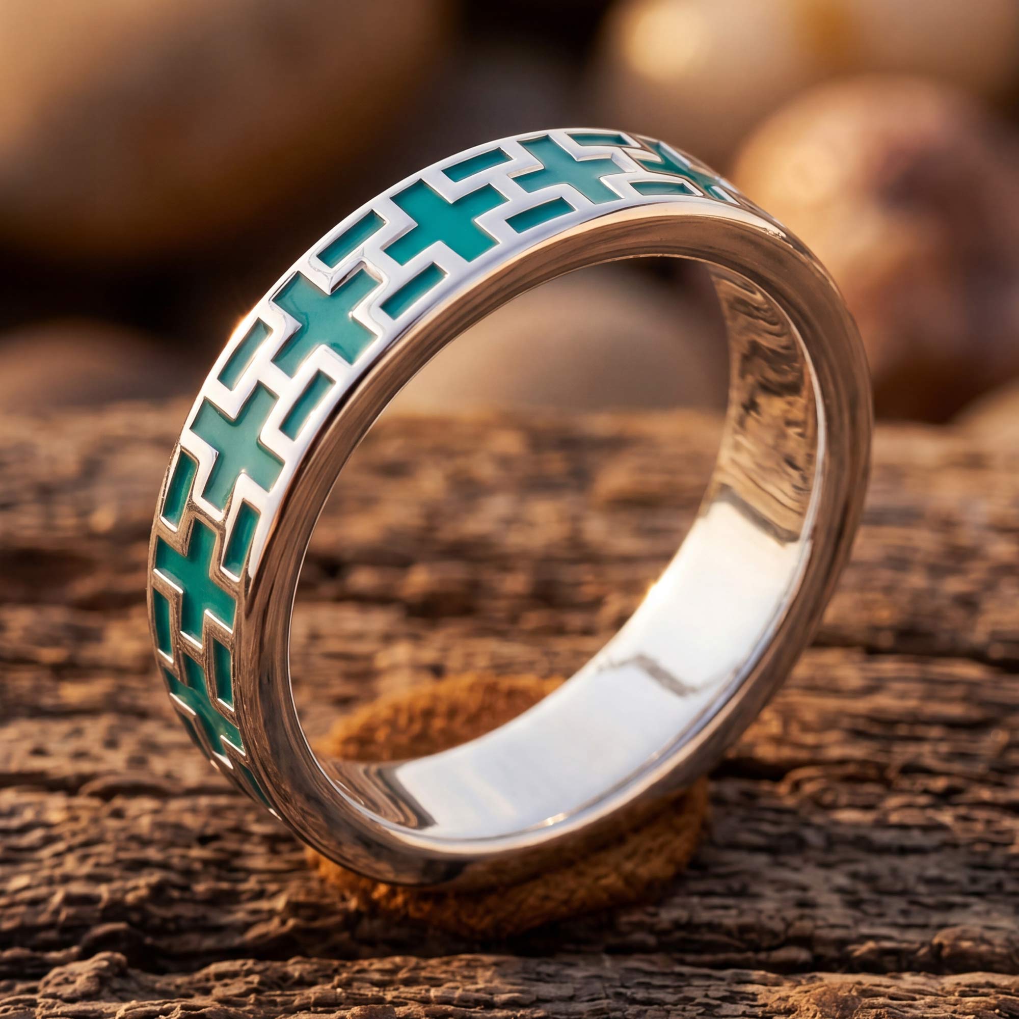 Stacked Edge Ring - Turquoise 3
