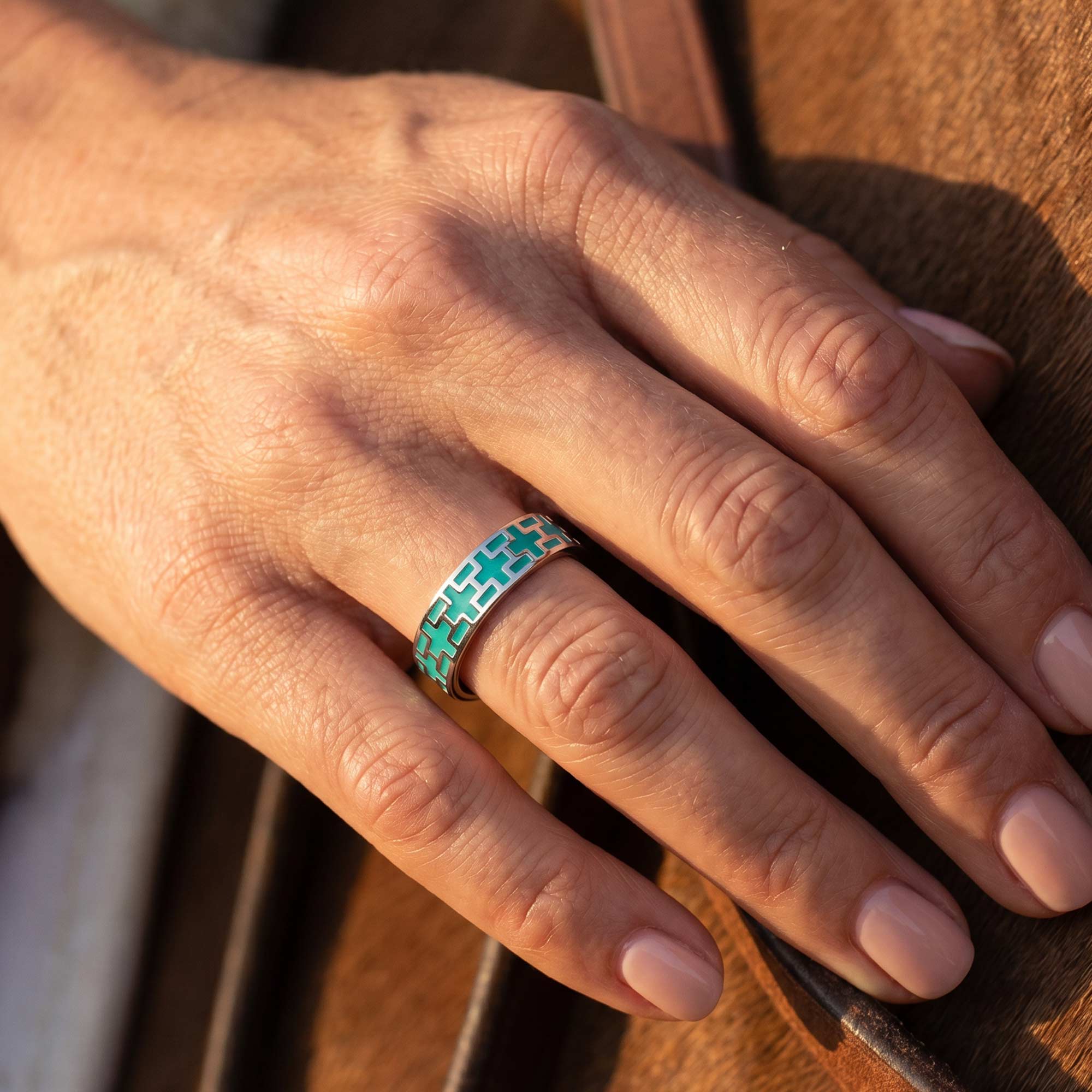 Stacked Edge Ring - Turquoise 4