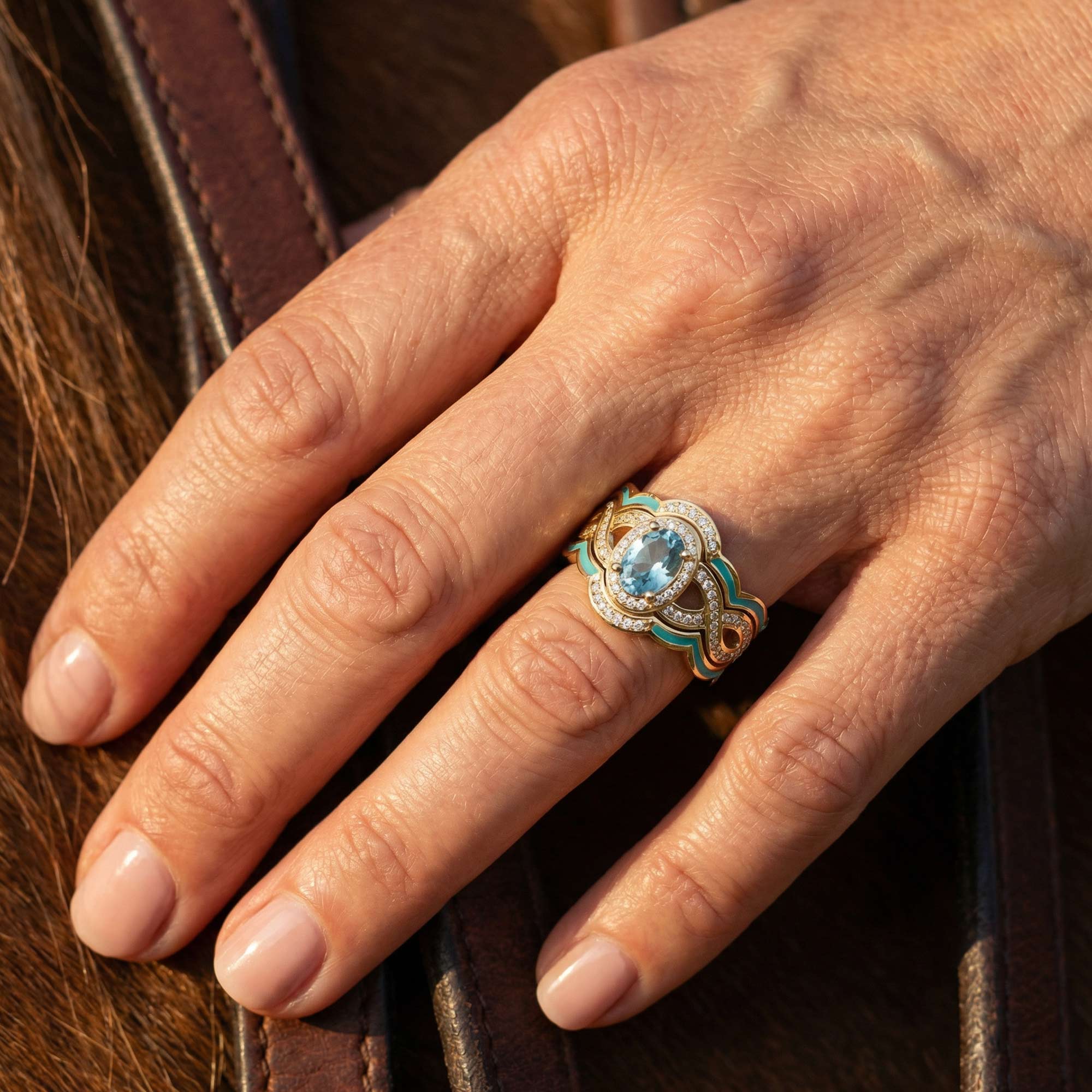Sunset Canyons Ring - Aquamarine & Gold 4