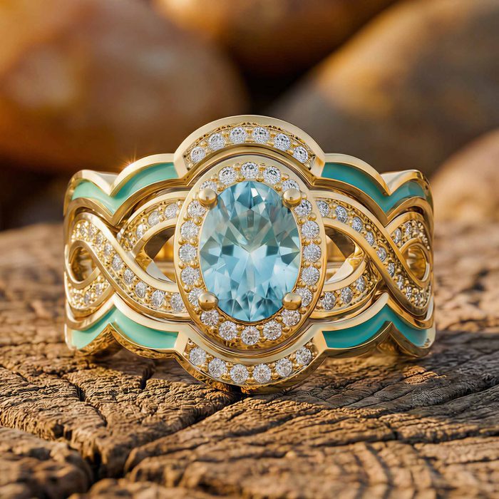 Sunset Canyons Ring - Aquamarine & Gold 1