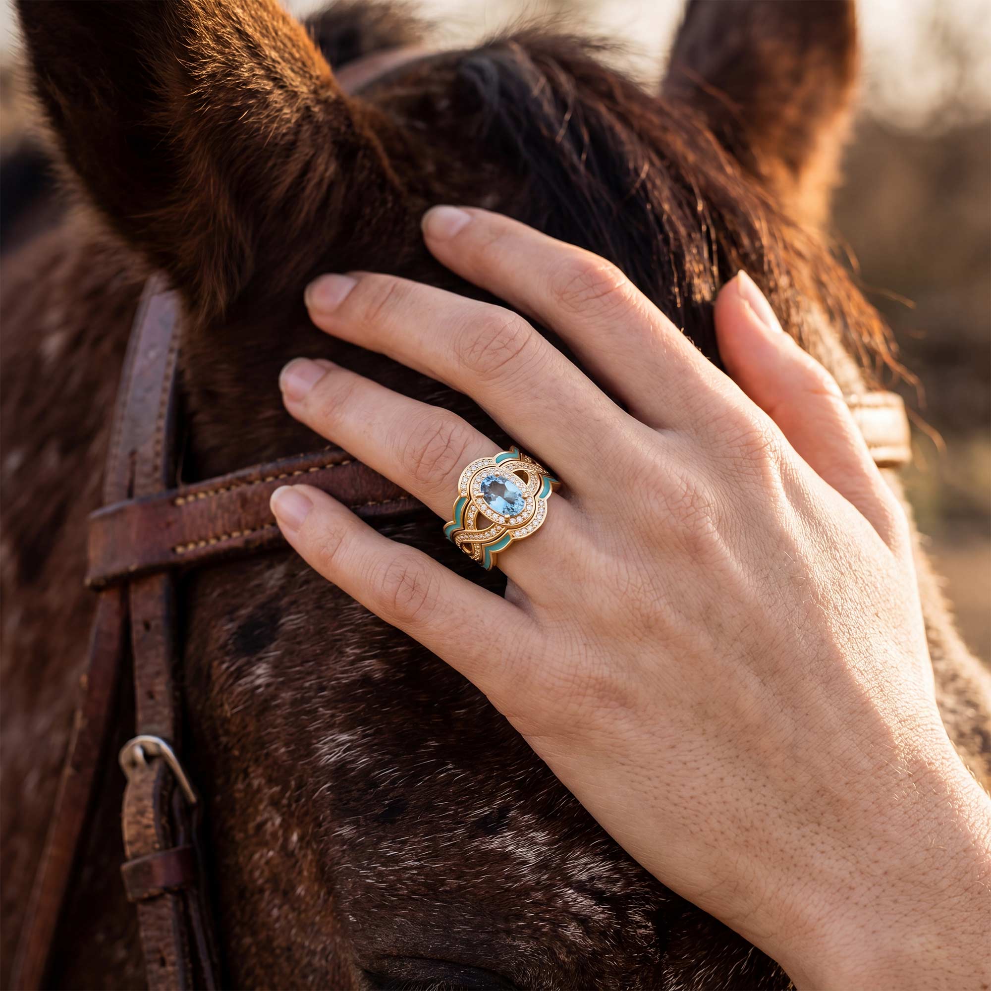 Sunset Canyons Ring - Aquamarine & Gold 2