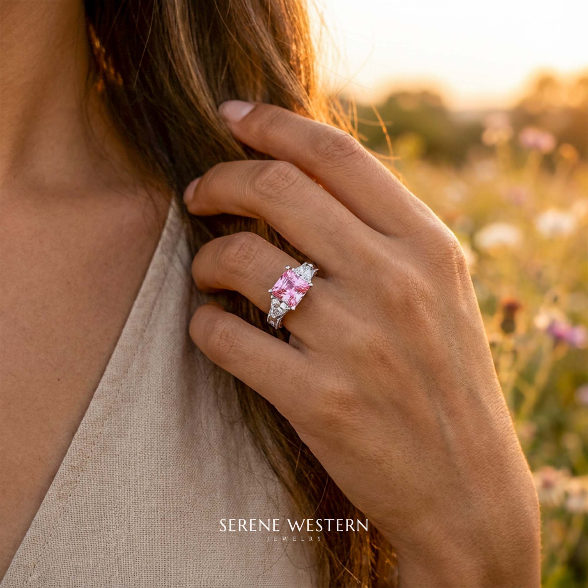 Tidal Embrace Ring - Rose Quartz 4