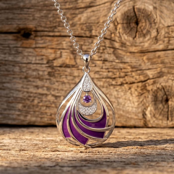 Zephyr Teardrop Necklace - Amethyst & Purple 1