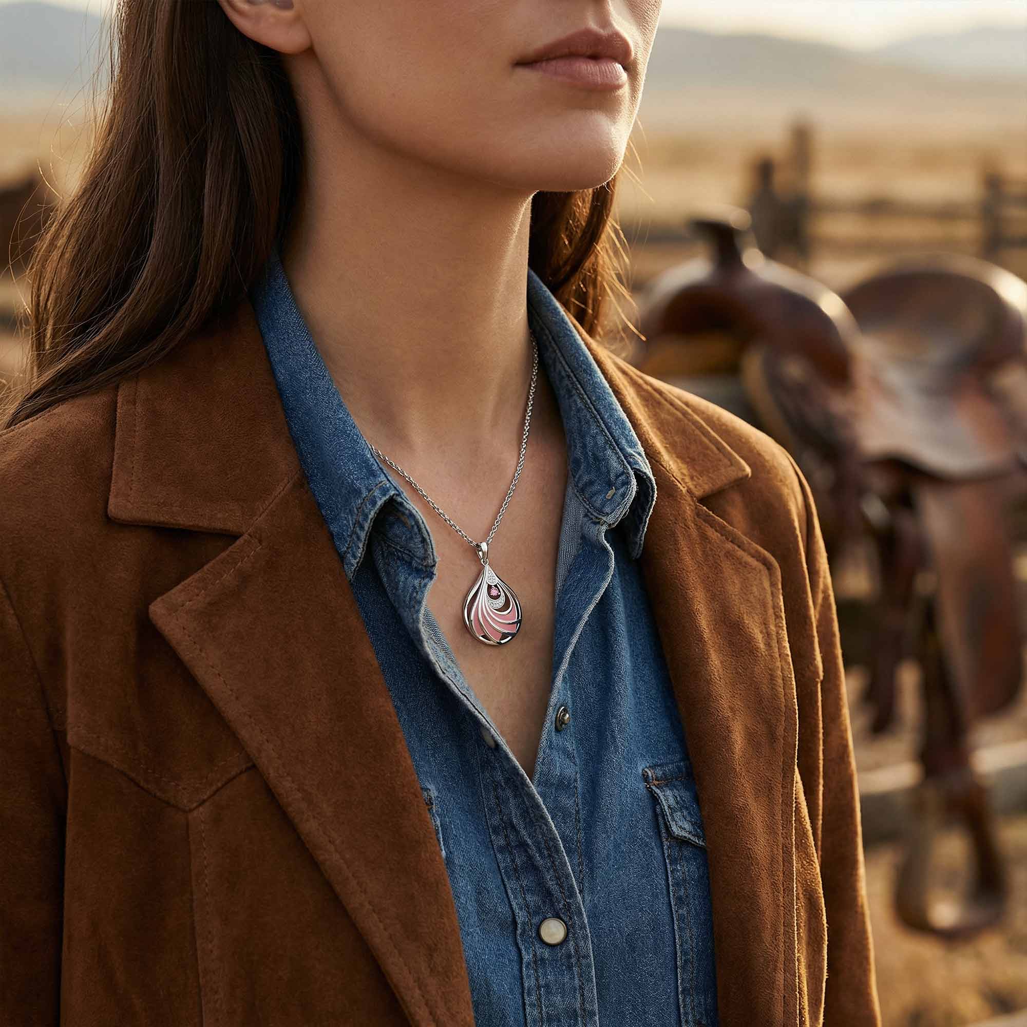 Zephyr Teardrop Necklace - Rose Quartz & Pink 2